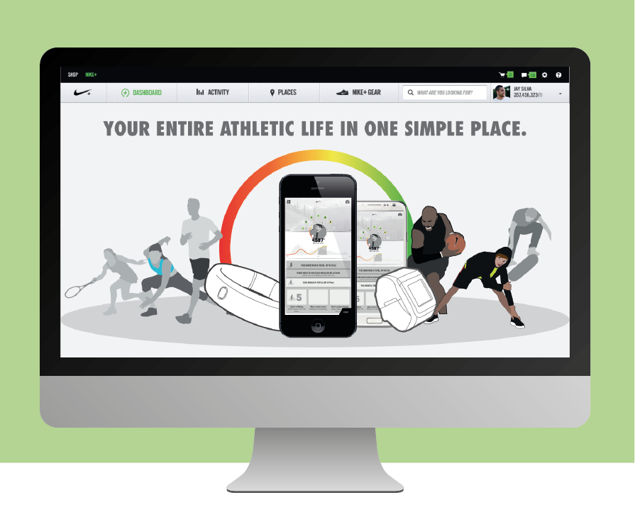 Unrealised NikeFuel / One App concept: design fiction used to explore and communicate a possible direction.